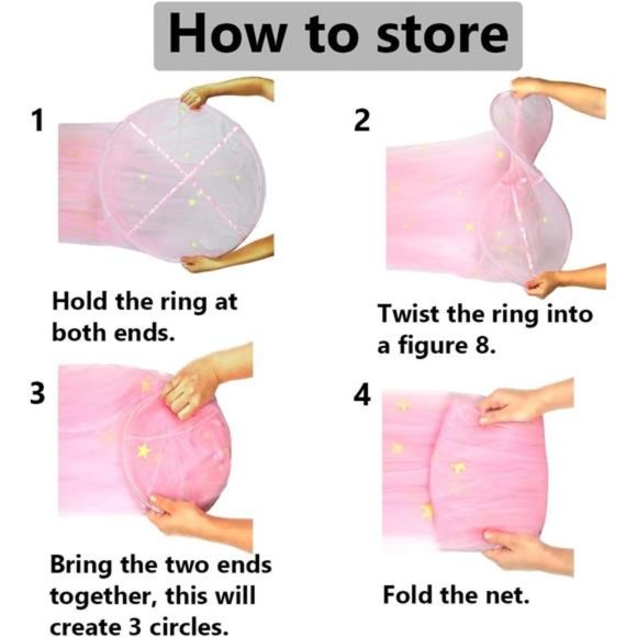 Bed Canopy Mosquito Net with Fluorescent Stars Glow in Dark for Baby, Kids - Picture 6 of 8